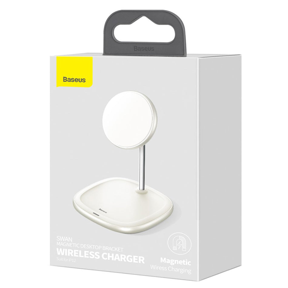 Baseus Swan Magnetic Desktop Bracket Wireless Qi Charger 15W White