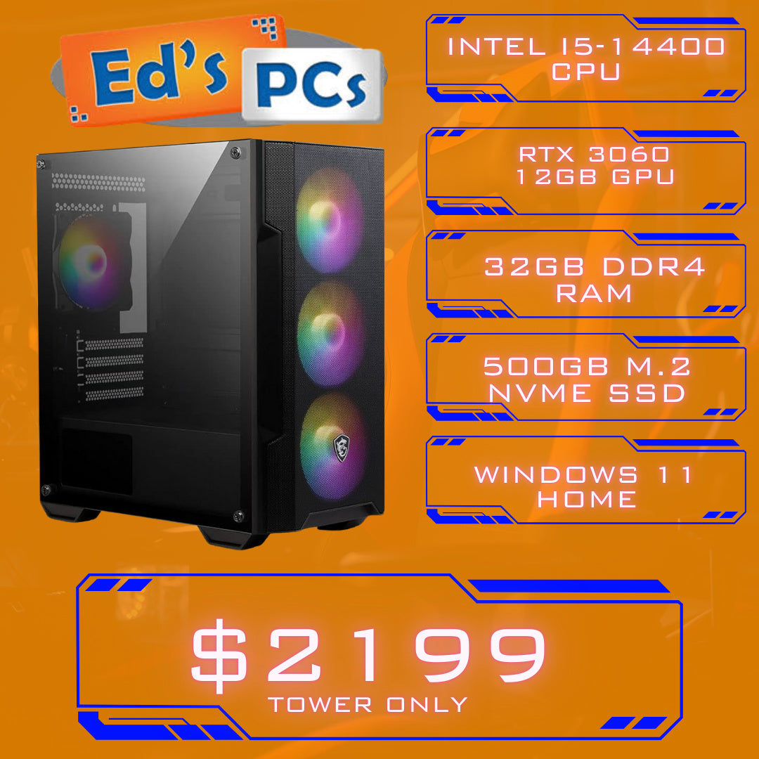 Pre-Built Gaming PC I5-14400 32GB RAM RTX 3060 500GB