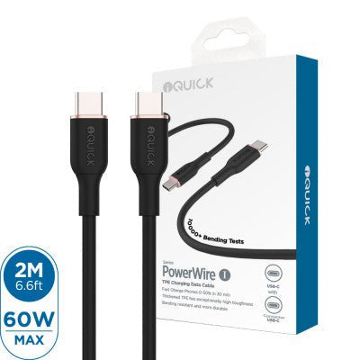 iQuick PowerWire 1 Series TPE Charging Date Cable Type-C to Type-C 2m