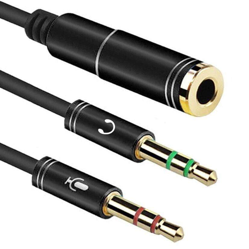 3.5mm Stereo Audio 2 Male to Female AUX Headphone Mic Y Splitter Cable Adapter