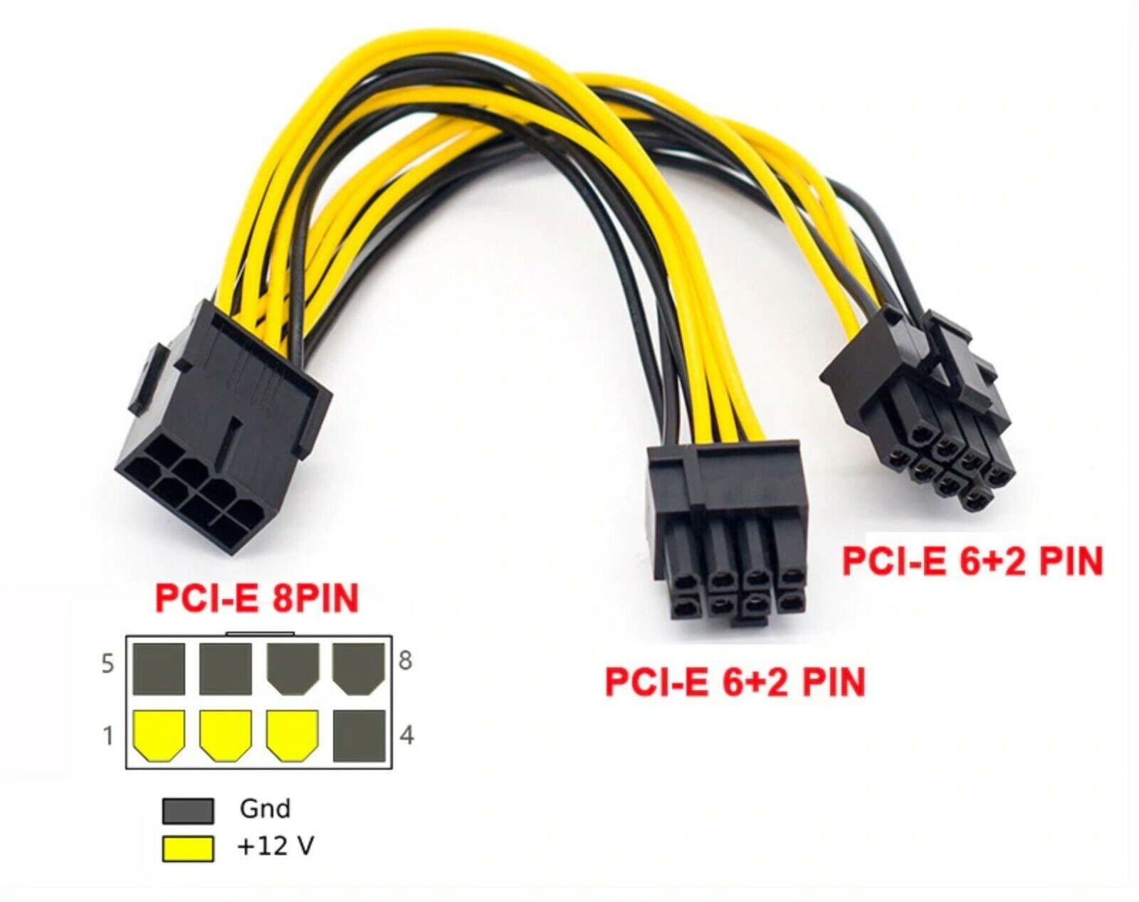 8pin to 2 x 6+2 Adaptor Cable