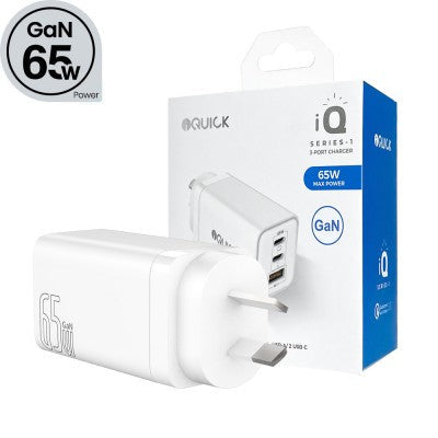 iQuick 65W USB-C Dual Ports Charging Adapter-White