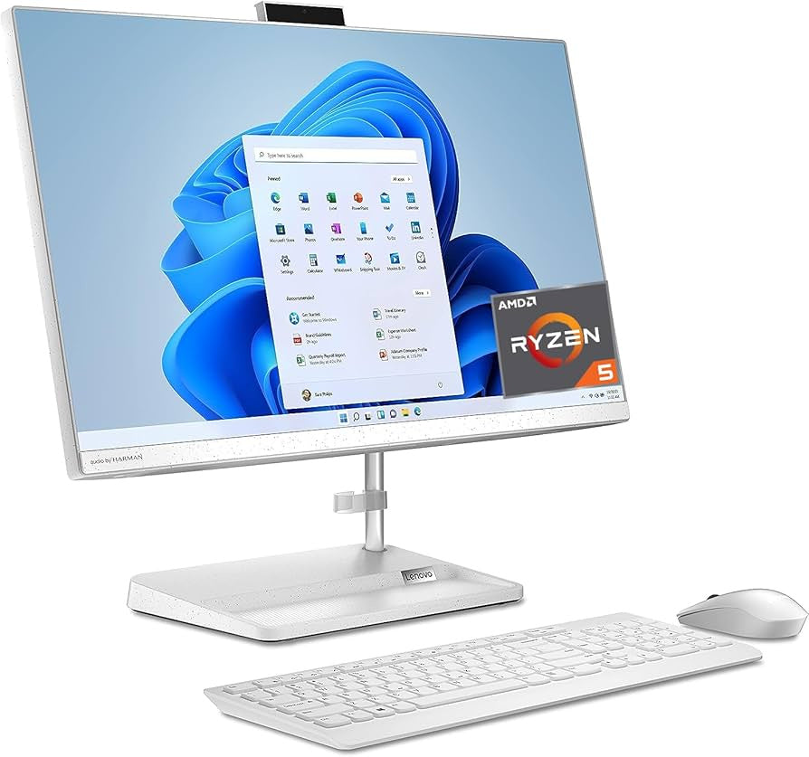 Refurbished White Lenovo All-in-one Ryzen 5300U, 8GB, 512GB, 26.9 FHD Display + Included Wireless Kb&M 3 Months Warranty
