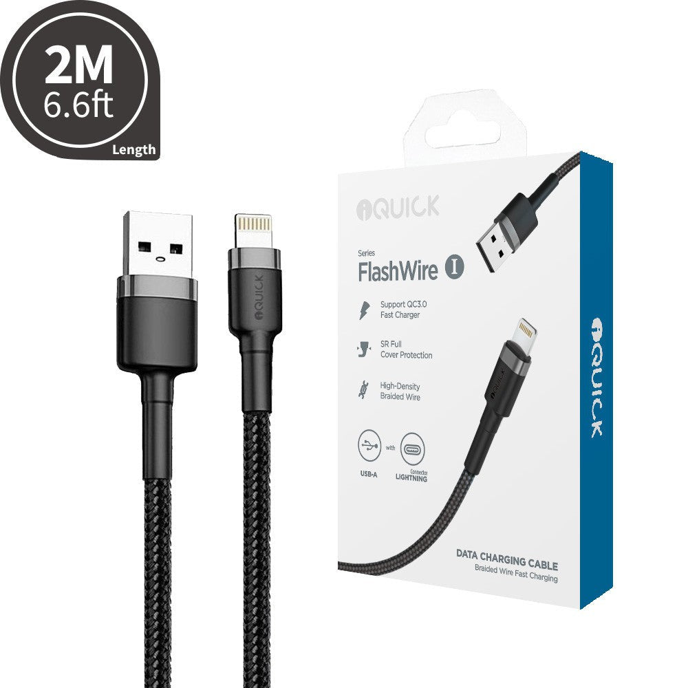 iQuick FastWire I Braided Lightning to USB-A Fast Charging Cable 2M