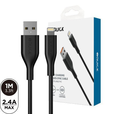 iQuick PVC USB-A to Lightning Fast Charging Cable 1M