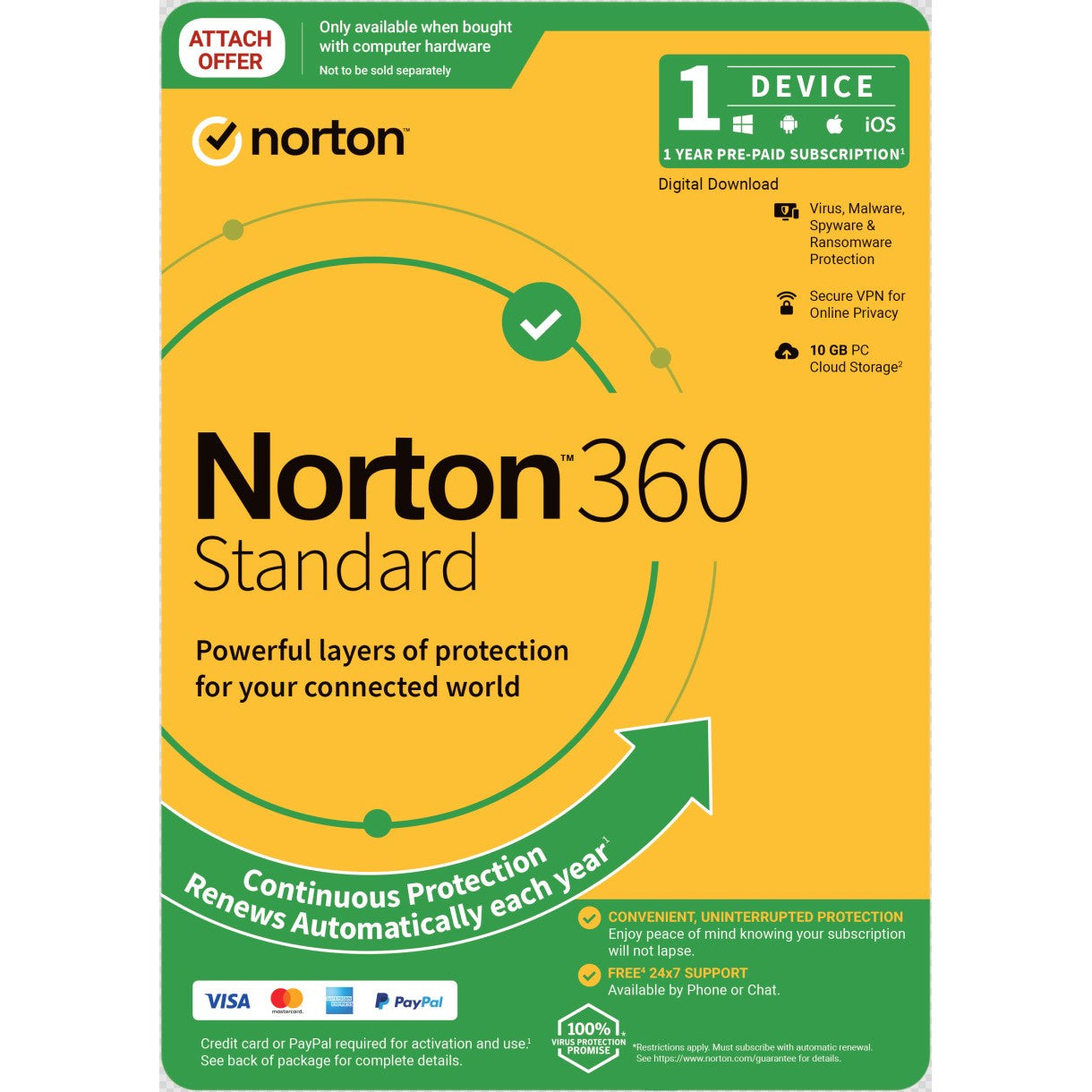 Norton 360 Standard 1 User 3 Devices 12 Months PC MAC Android iOS