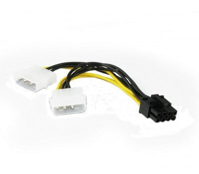 2 X Molex 4pin to 8pin PCIe Video Card Adapter Cable