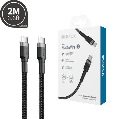 iQuick Braided USB-C to USB-C Fast Charging Cable 2M