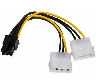 2 X Molex 4pin to 6pin PCIe Video Card Adapter Cable